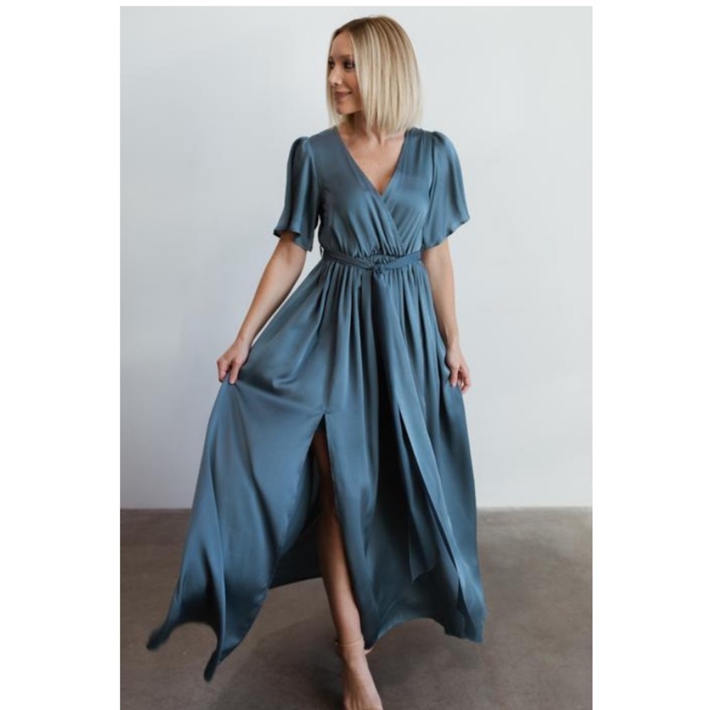 Sicily Satin Maxi Dress | Blue | Baltic Born